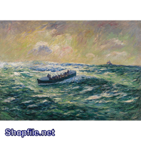 TSD3625 - Tranh sơn dầu thuyền và sóng dữ